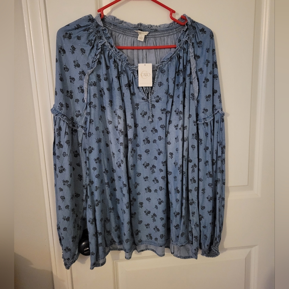 Cato Light Blue Floral Blouse